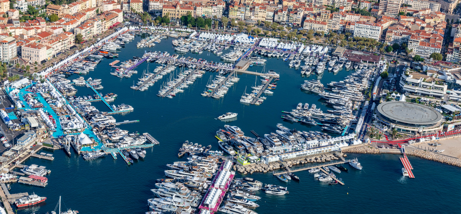"Cannes Yachting Festival aerial view"